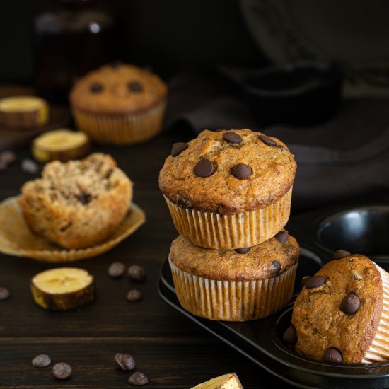 Banana Muffins with Chocolate Chips