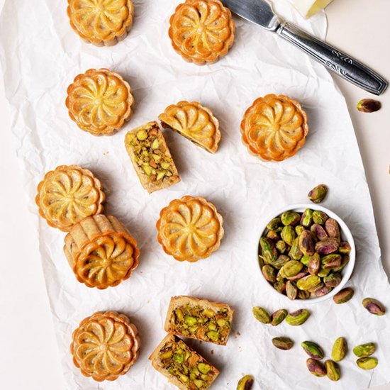 Honey Pistachio Mooncakes