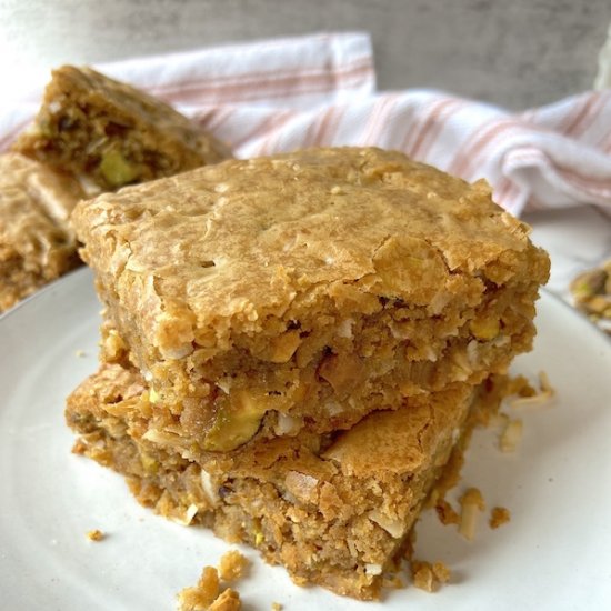 Coconut Pistachio Blondies