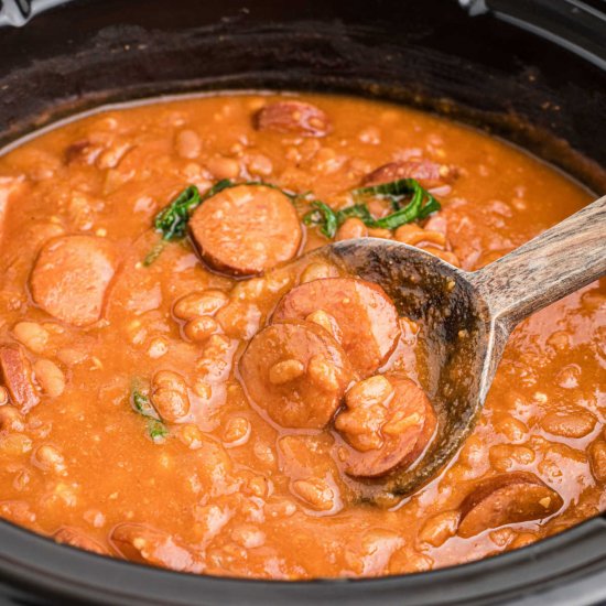 Crock Pot Kielbasa and Baked Beans