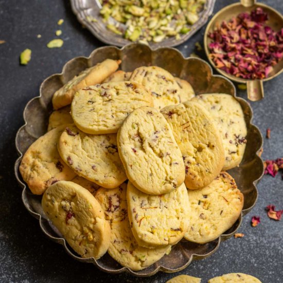 Kesar Pista Shortbread Cookies