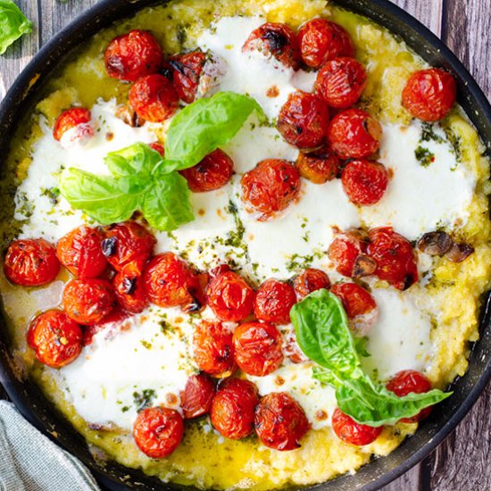 Skillet Polenta with Burrata