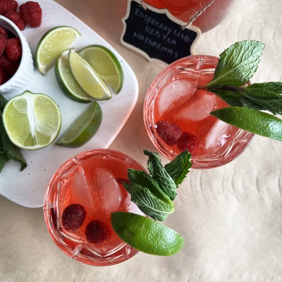 Raspberry Lime Iced Tea Margaritas