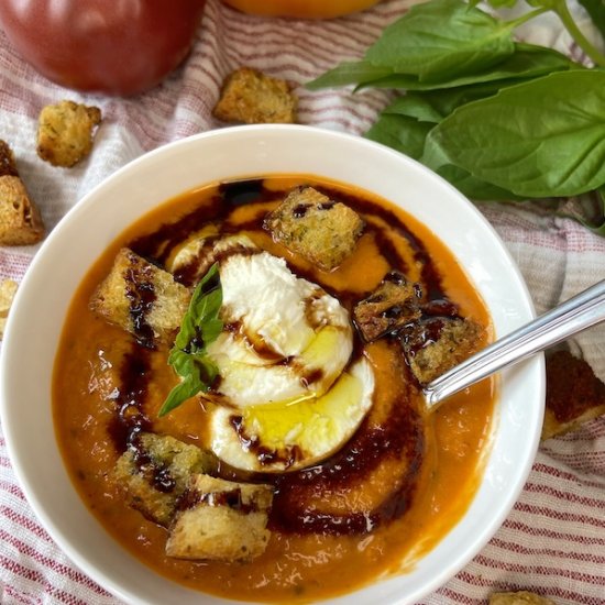 Roasted Caprese Bocconcini Soup