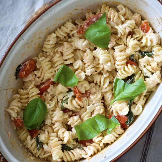 Baked Feta Pasta with Smoked Salmon