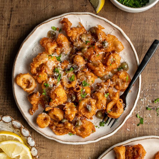 Fried calamari picatta