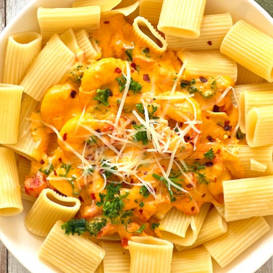 Spicy Shrimp Pumpkin Rigatoni