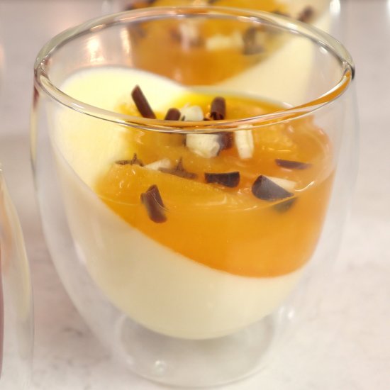 Creamy panna cotta with orage syrup