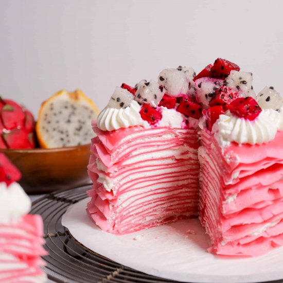 Dragon Fruit Crepe Cake