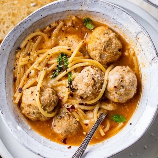 Spaghetti and Meatball Soup