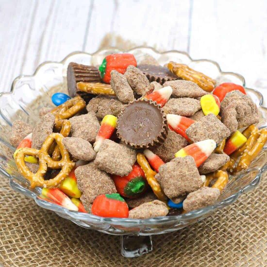 Fall Puppy Chow with Brownie Mix