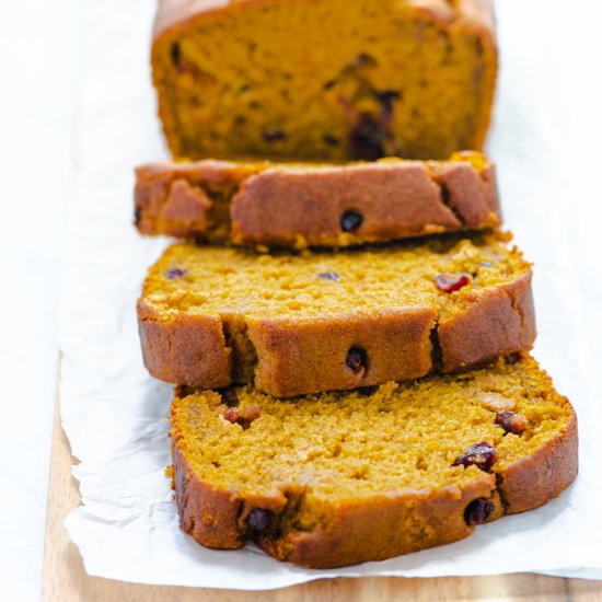 Gluten Free Pumpkin Cranberry Bread