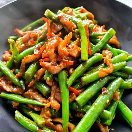 Green bean stir fry with pork