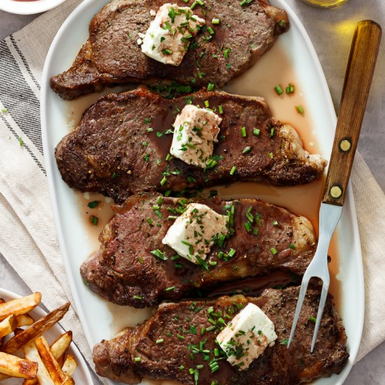 Pan-Seared Steaks with Boursin