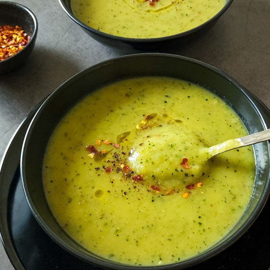 Roasted zucchini potato soup