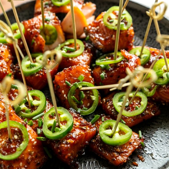 Teriyaki Honey Glazed Salmon Bites