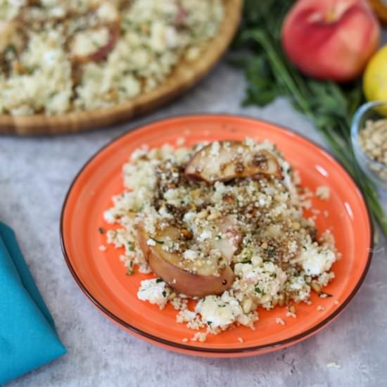 Baked Feta and Peach Couscous