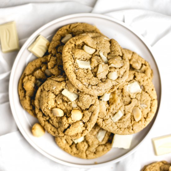 Vegan White Choc Mac Nut Cookies