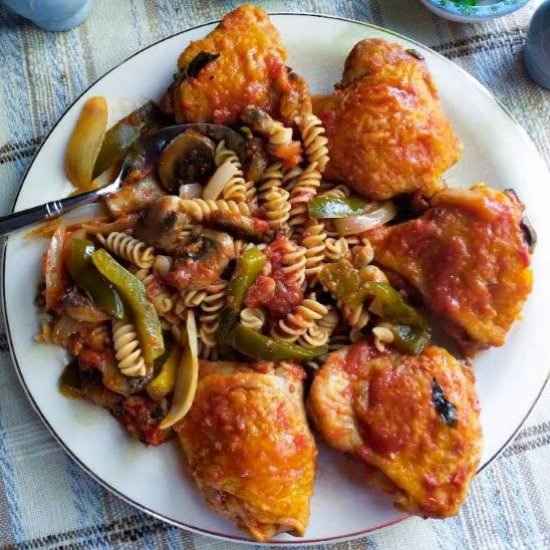 chicken cacciatore with pasta