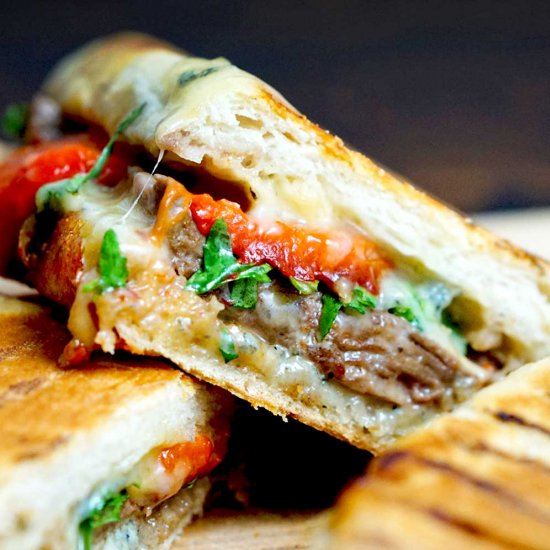 Steak Panini with Roasted Peppers