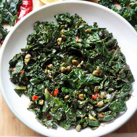 Cavolo Nero with Crispy Capers