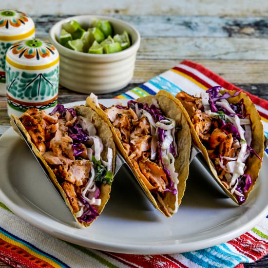 Salmon Tacos with Mexican Slaw