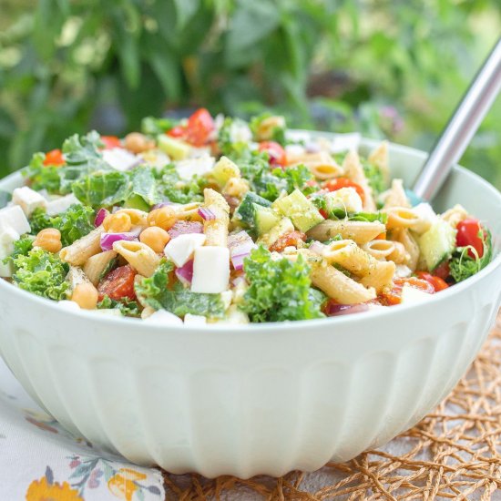 Kale and Chickpea Pasta Salad