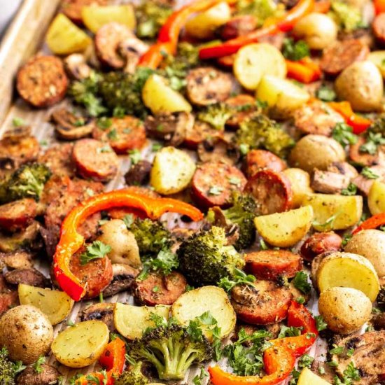 Sheet Pan Sausage & Veggies Recipe