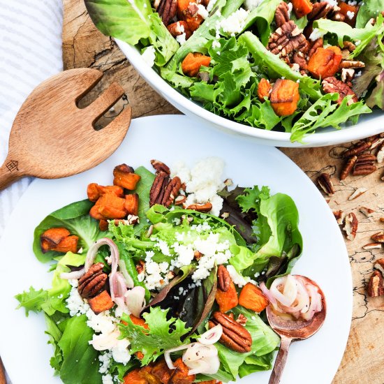 Fall Salad w/ Pecans, Yams & Cotija