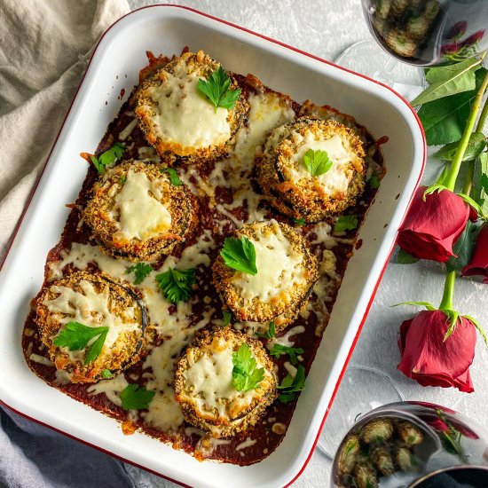 Crispy Eggplant Parmesan Stacks