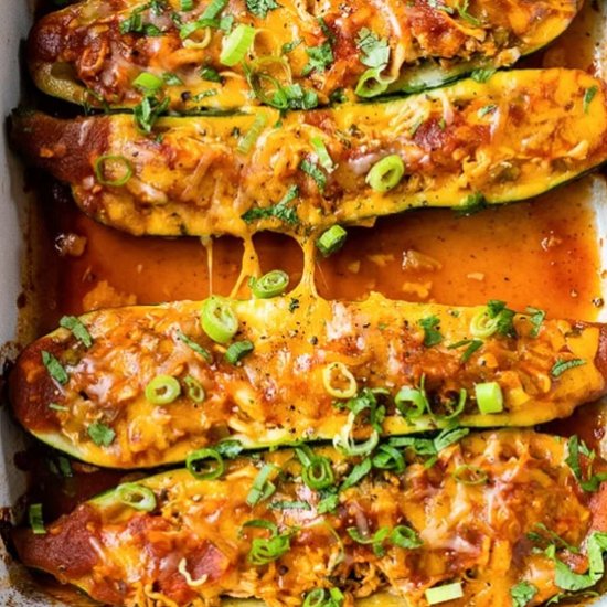 Chicken Enchilada Stuffed Zucchini