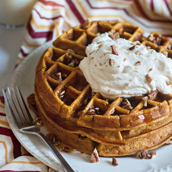 Pumpkin Spice Waffles with Maple