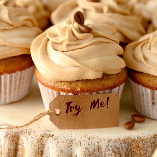 Coffee Cupcakes w/ Caramel Filling