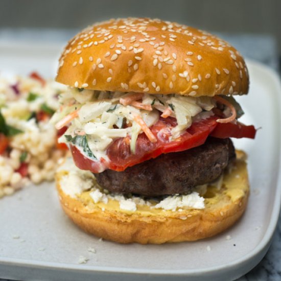 Lamb Burgers with Tzatziki Slaw