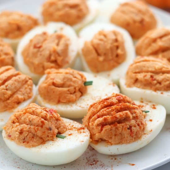 Spicy Pumpkin Deviled Eggs