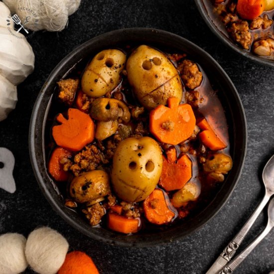 Skull & Pumpkin Halloween Soup