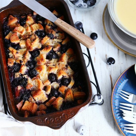 Bread Pudding with Blueberries and