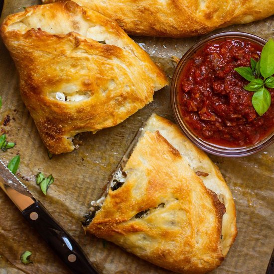 Goat Cheese Sausage Calzones