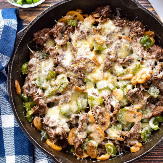 Easy Philly Cheesesteak Skillet