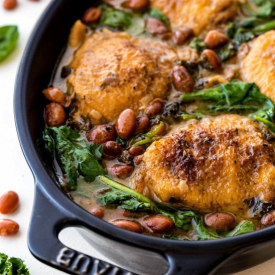 Skillet Chicken w Beans and Greens