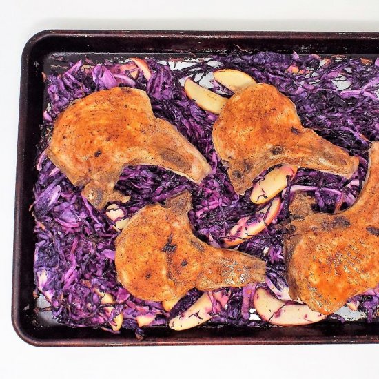 Sheet Pan Pork Chops & Red Cabbage