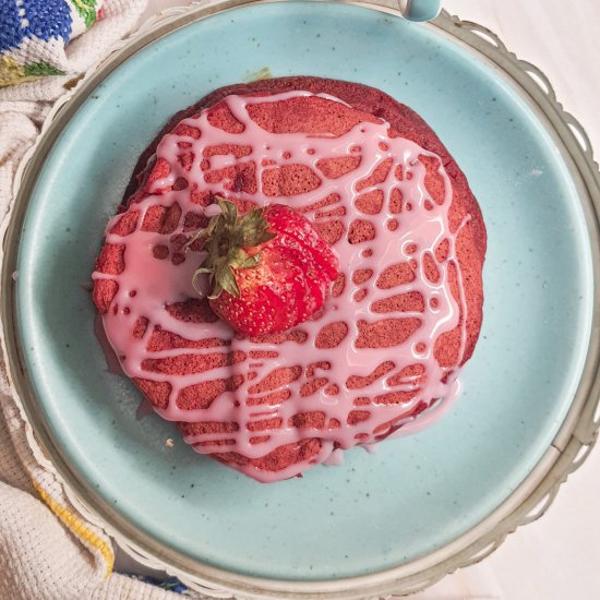 Eggless Red Velvet Pancakes