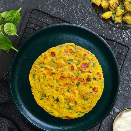 Tofu Palak Paratha [Tofu Spinach]