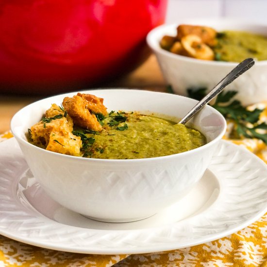 Roasted Broccoli Cauliflower Soup