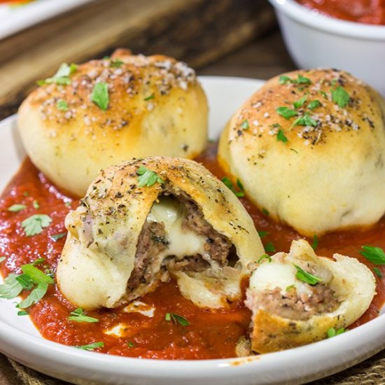 Mozzarella Stuffed Meatball Bites