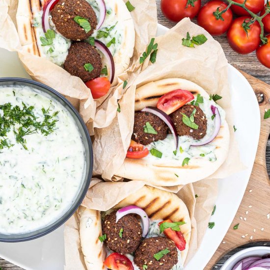 Falafel Gyros with Tzatziki