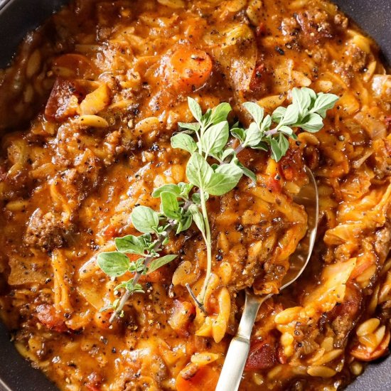 Creamy Cabbage & Orzo Stew