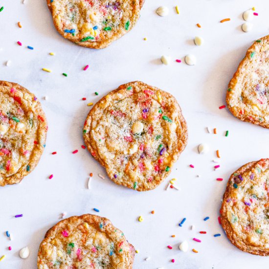 White Chocolate Funfetti Cookies