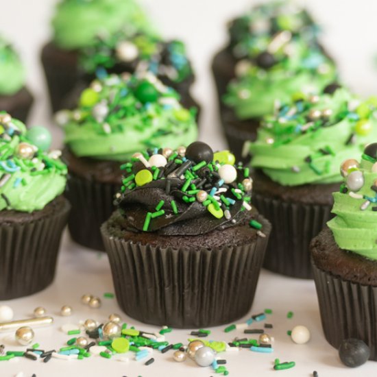 Green and Black Chocolate Cupcakes