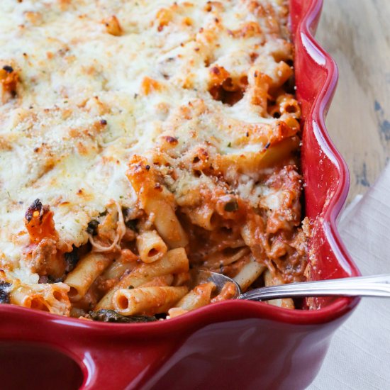 Turkey and Kale Baked Ziti Greek